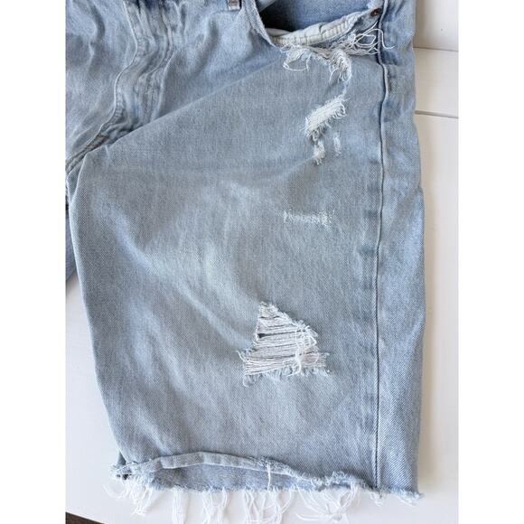 Levis 511 Denim Shorts Mens Size 40 Blue Light Wash Cotton Slim Distressed - Picture 7 of 13